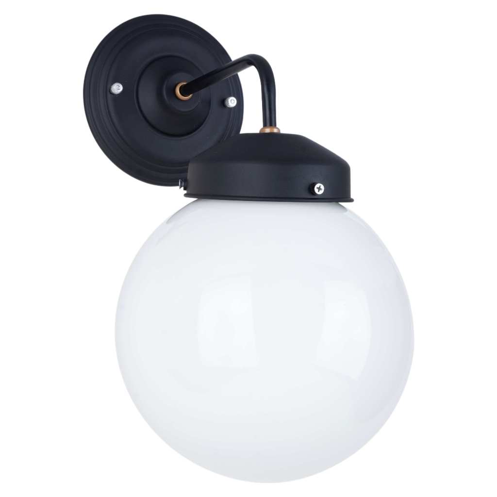 Arandela retro Preta vidro leitoso 20cm soquete e27 uso interno externo