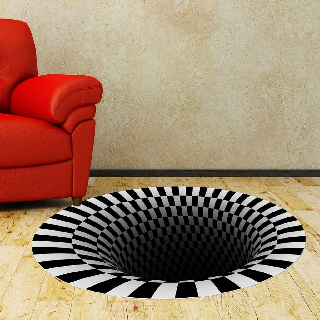 Tapete Redondo Antiderrapante 88x88cm | Psicodélico, ilusão, Decoração | Para Quarto, Sala, Infantil em Oferta na Shopee