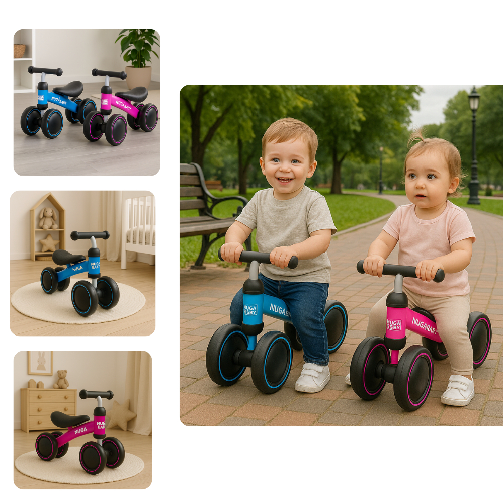 Bicicleta Equilíbrio Infantil Andador Sem Pedal 4 Rodas Bebê Buba Criança