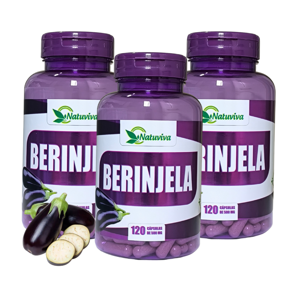 Berinjela 120 Cápsulas de 500 mg - Natuviva - Kits Com 1, 2 e 3 Potes em Oferta na Shopee