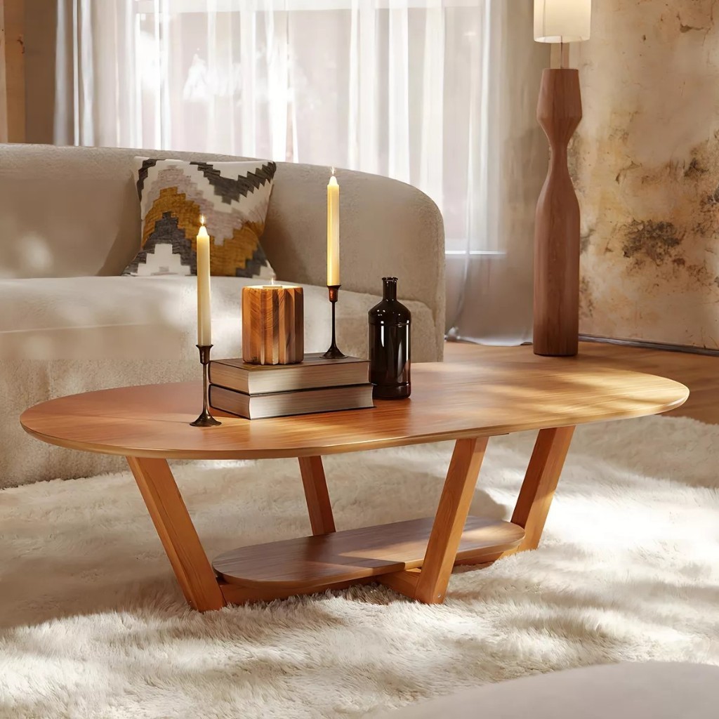 Mesa de Centro Oval Estilo Clássico para Decoração de Sala Elegance Varias Cores