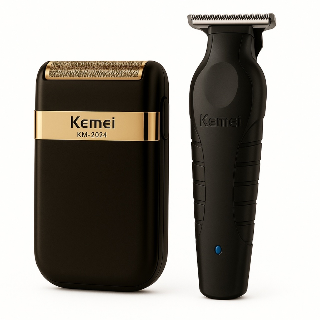 Kit Kemei Profissional Máquina 2299 + Shaver 2024 USB Recarregável Corte Cabelo Barba Barbeiro em Oferta na Shopee
