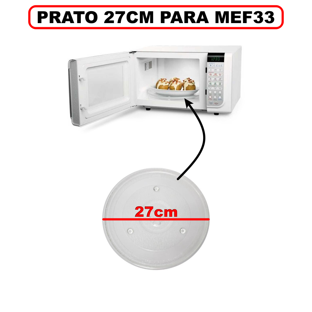 Prato Para Microondas mef33 - Prato Giratório Para Micro-ondas MEF33 - Prato De Reposição