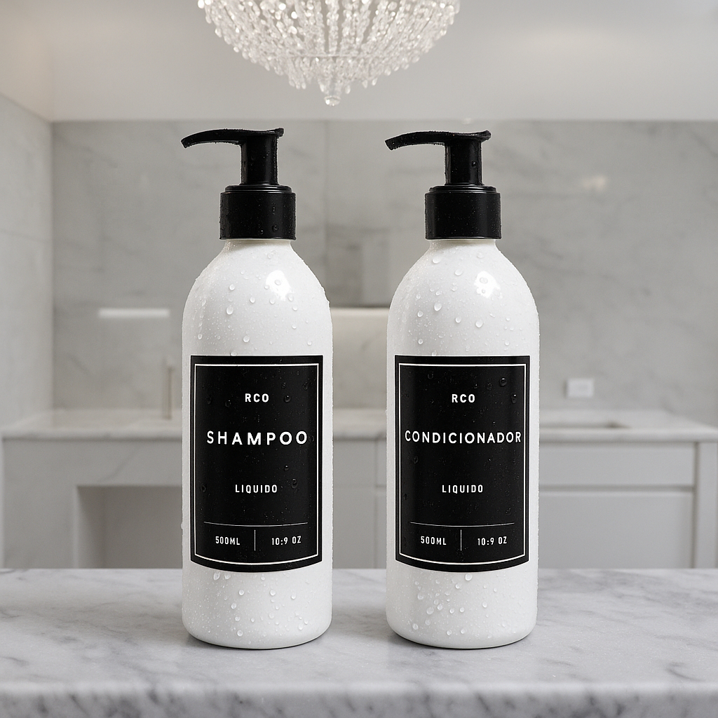 Kit Frascos 2pçs 500ml Branco Shampoo Condicionador Organizador de Banheiro em Oferta na Shopee