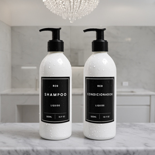Kit Frascos 2pçs 500ml Branco Shampoo Condicionador Organizador de Banheiro em Oferta na Shopee