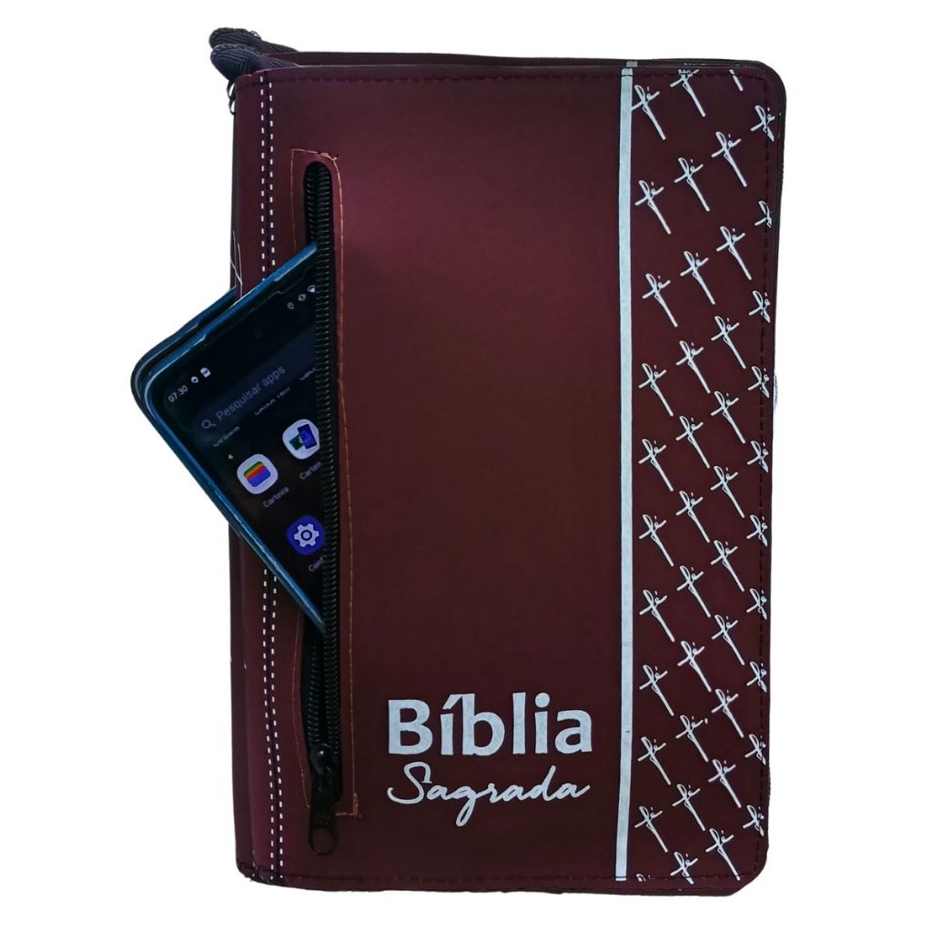 Capa para Biblia Sagrada Com zíper bolso externo rosa , preta em Oferta na Shopee