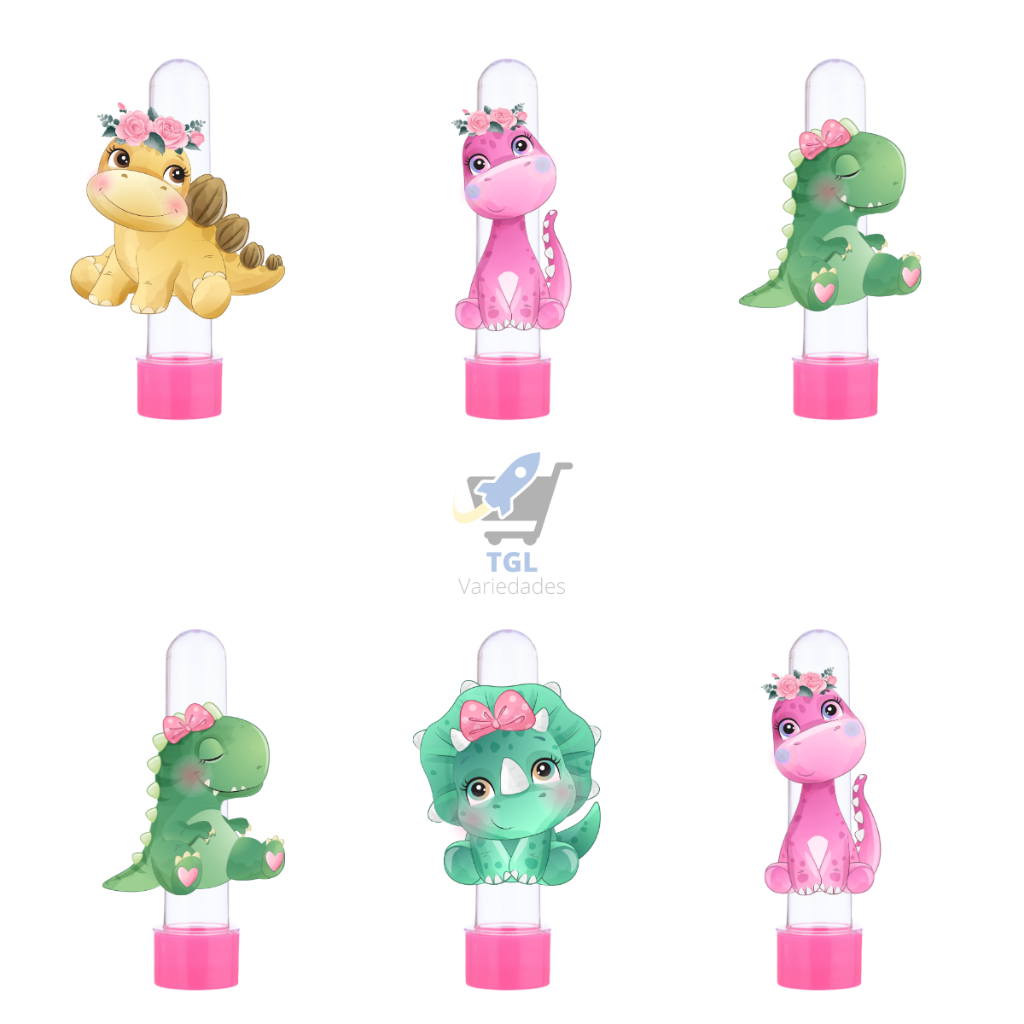 10 Tubetes Dinossauro Baby Menina Rosa Lembrancinha em Oferta na Shopee