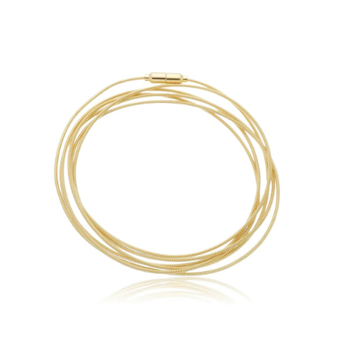 Pulseira Feminina Corda de Violão Banhado a Ouro 18k Dourado 120cm Antialérgica Fecho Magnético