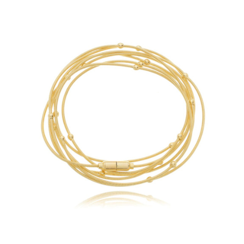 Pulseira Corda de Violão com Bolinhas Banhado a Ouro (SEMIJOIA) em Oferta na Shopee