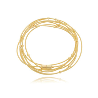 Pulseira Corda de Violão com Bolinhas Banhado a Ouro (SEMIJOIA) em Oferta na Shopee