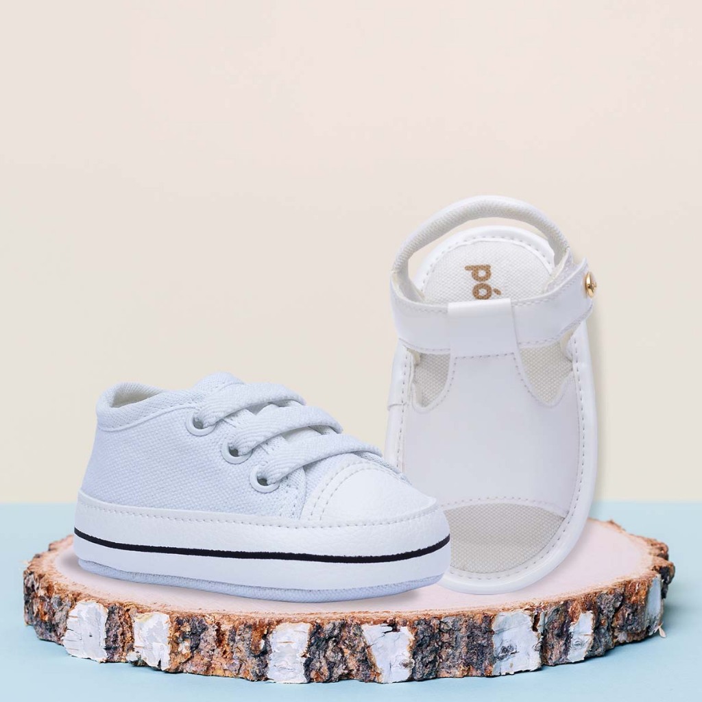 Kit Tenis Star E Sandalia Bebe Menina Moda Recem Nascido Batizado Festa Feminino K38