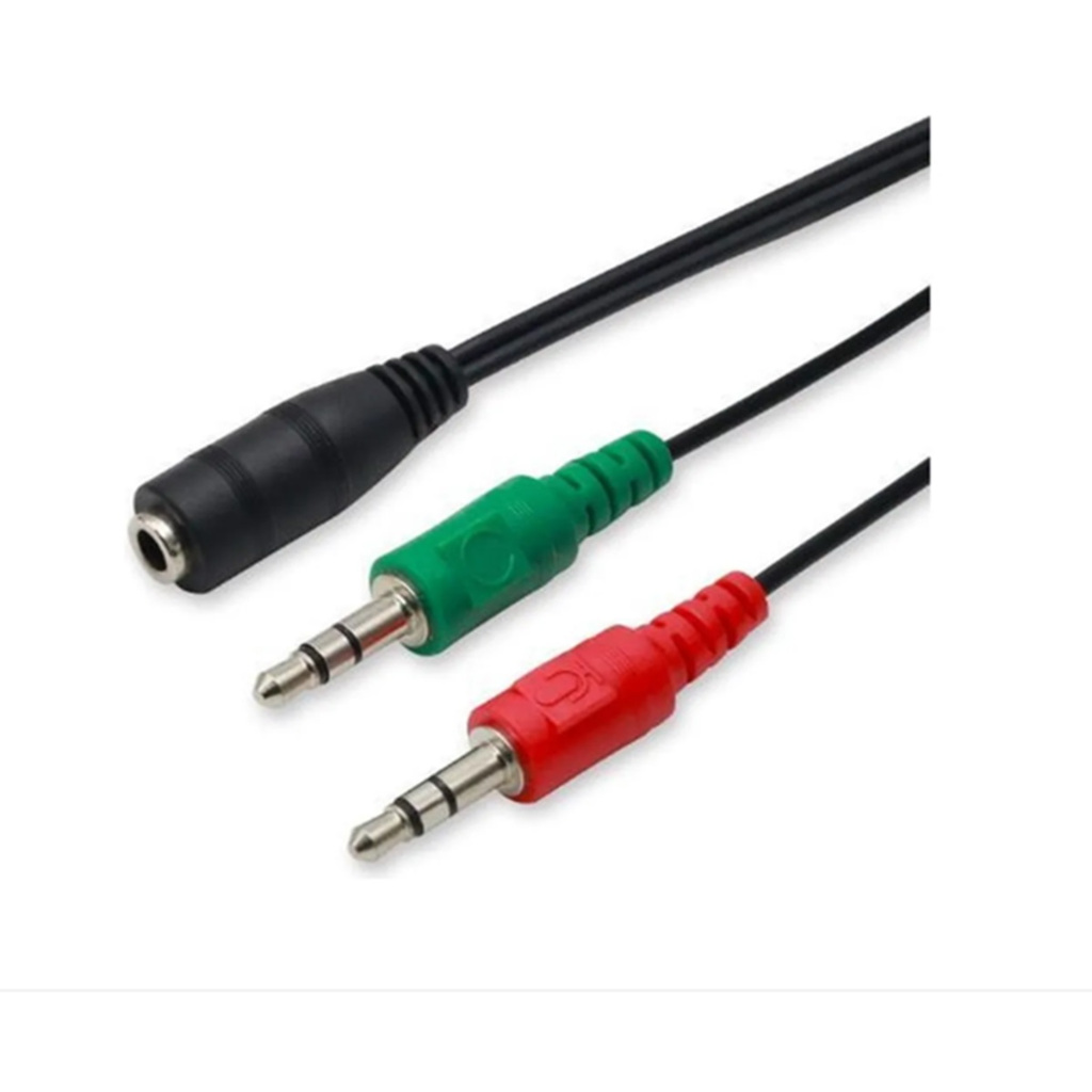 Cabo adaptador headset para fone 2 p2 macho x 1 p2 fêmea  (fone+mic) - BRANCO
