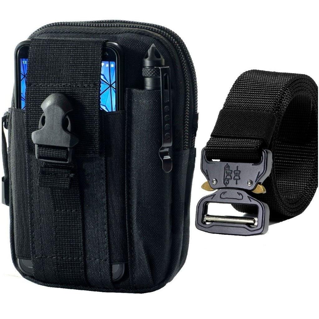 Pochete Bolsa Porta Treco Tático Militar Molle M1 + Cinto Tático Militar