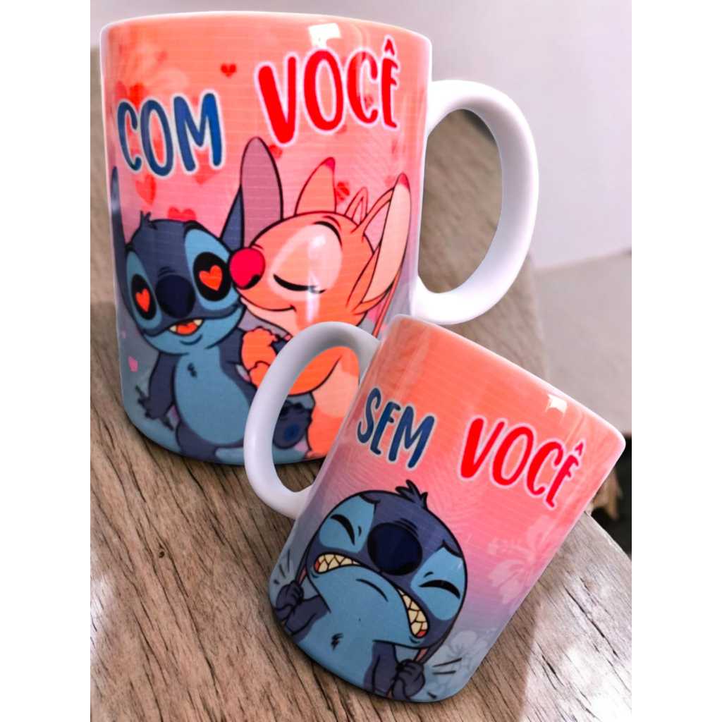 Caneca de Porcelana Lilo e Stitch Xicara Personalizada Flork e Meme Dia dos Namorados Presente Casal em Oferta na Shopee