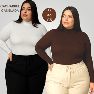 Blusa de frio feminina plus size cacharrel canelada segunda pele estilosa inverno em Oferta na Shopee
