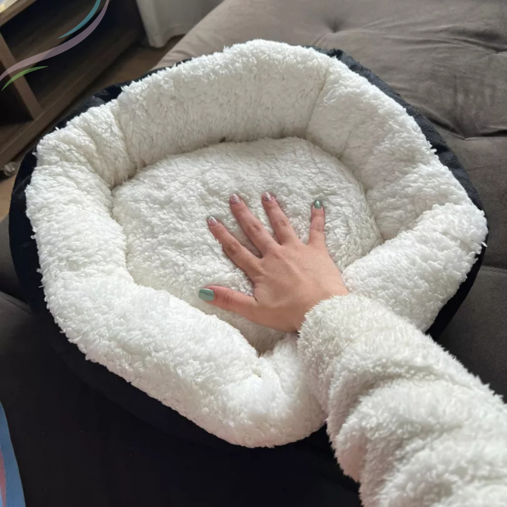 Caminha Redonda Pets Sherpa para Cães e Gatos Macia Quente Confortável Pele de Carneiro Ca...