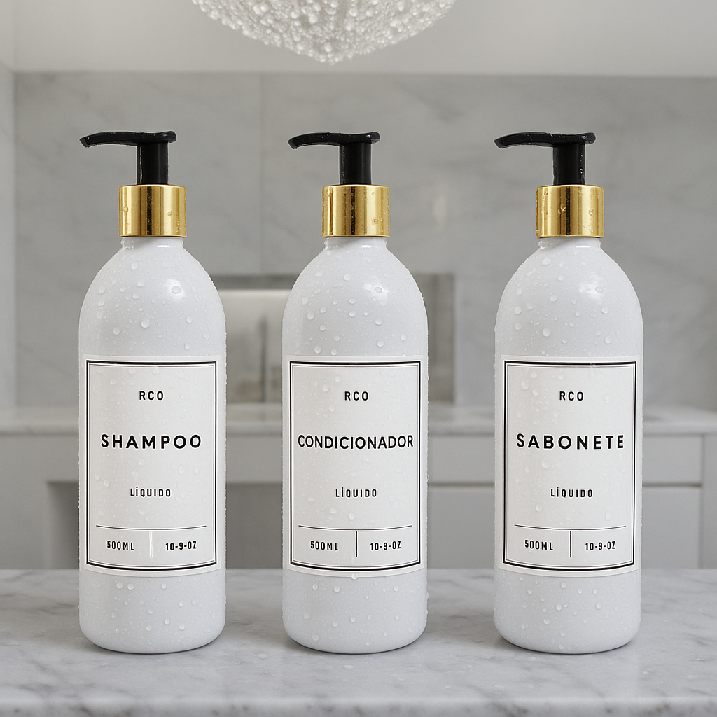 Super Kit 3 Frascos Pet 500ml Branco - Shampoo Condicionador Sabonete em Oferta na Shopee