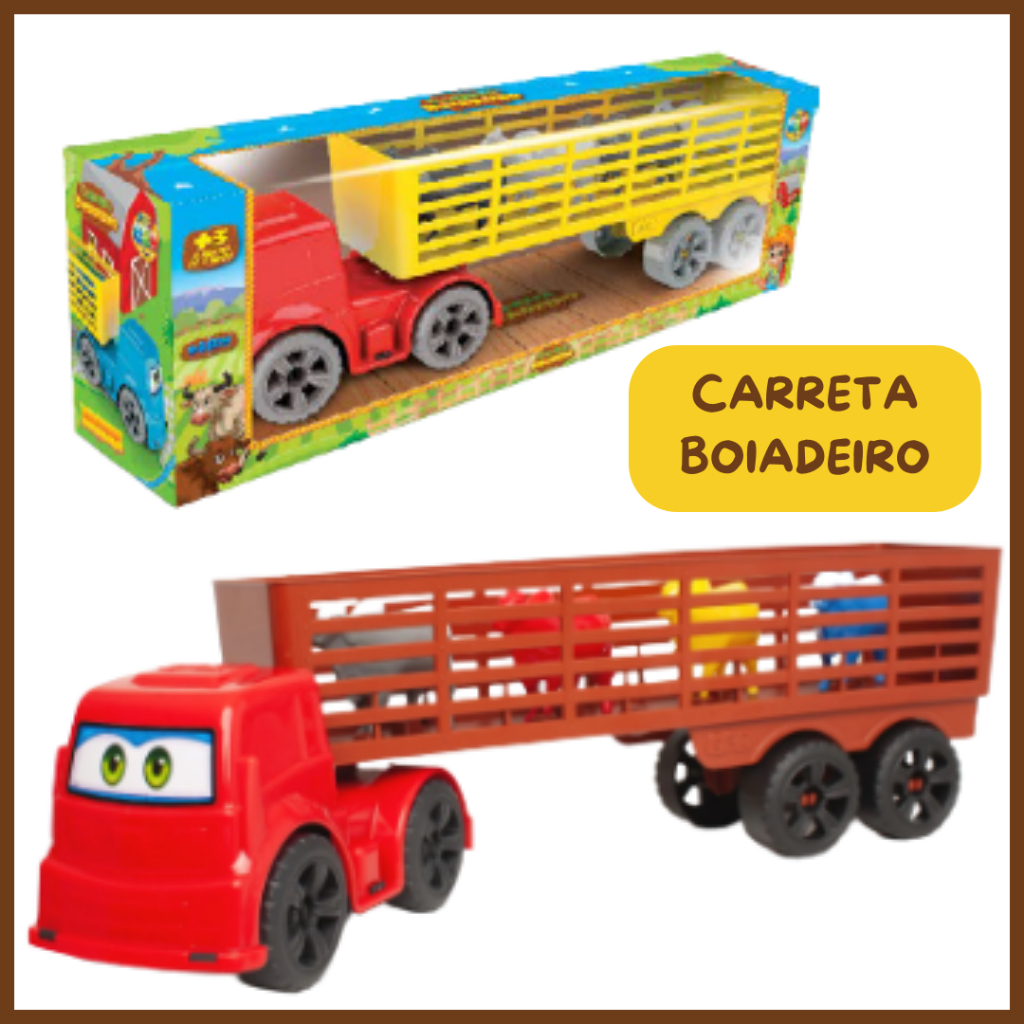 CAMINHÃO CARRETA BOIADEIRO OU TORA DE MADEIRA BRINQUEDO INFANTIL CORES SORTIDAS
