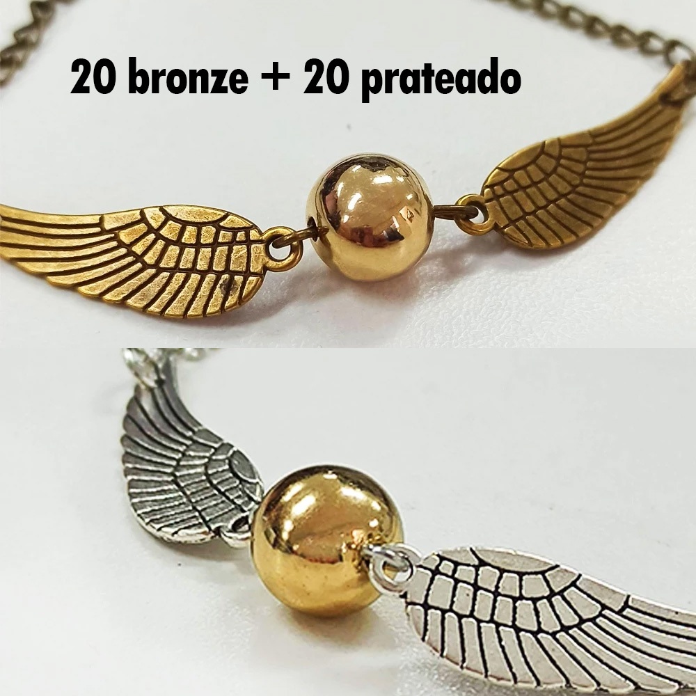 20 unidades Prateado + 20 unidades bronze total 40 unidades Pulseira Bijuteria Harry Potter
