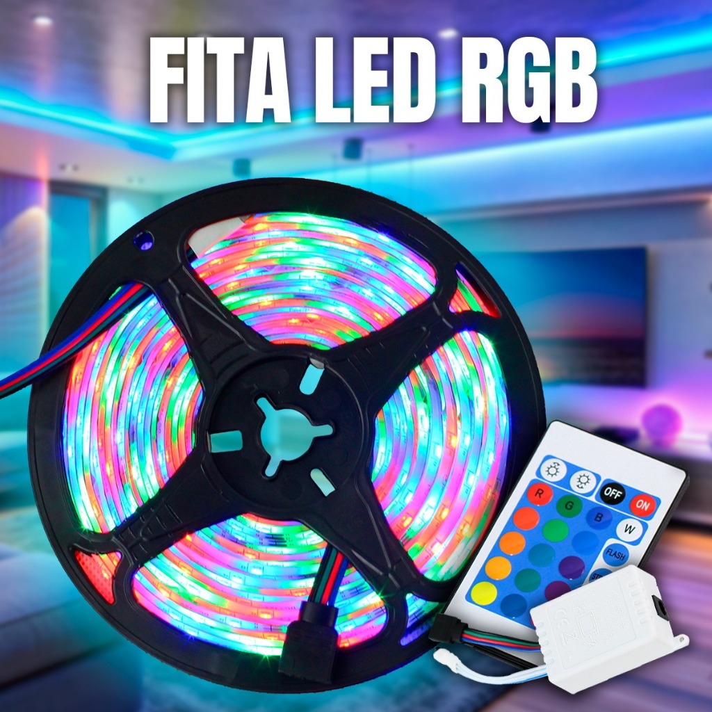 Fita Led Rgb 3528 Rolo 5M 300 Leds Silicone Dupla Face  Ip65