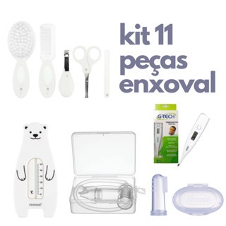 Kit Higiene bebê completo com 11 peças neutro Pimpolho chá revelação