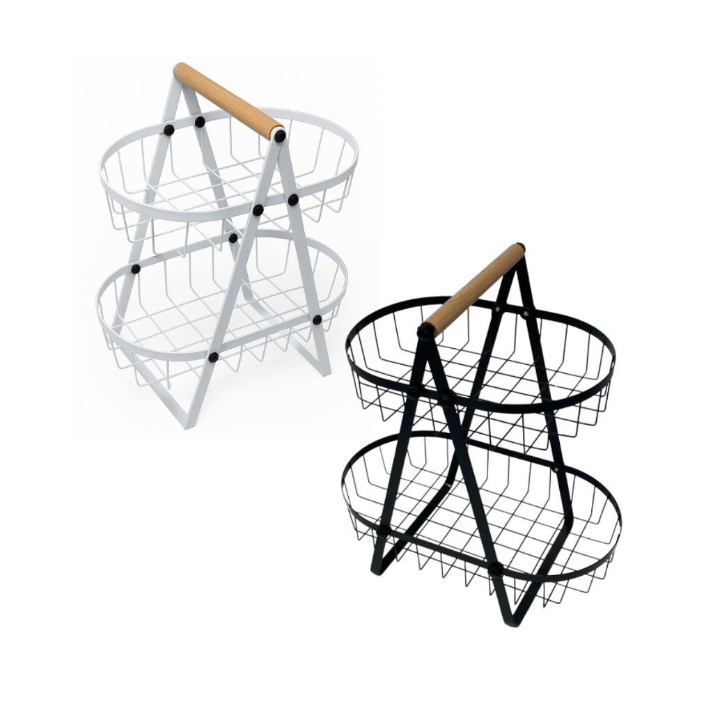 Fruteira De Mesa Cesta Aramada de Metal Redondo 2 Andares Alca Madeira Funcional Moderna Decorativa em Oferta na Shopee