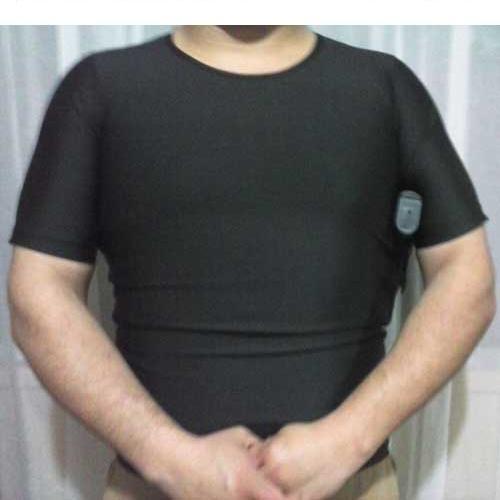 Camiseta Manga Curta / Coldre + Porta Carregador Axilar - Masculina Preta