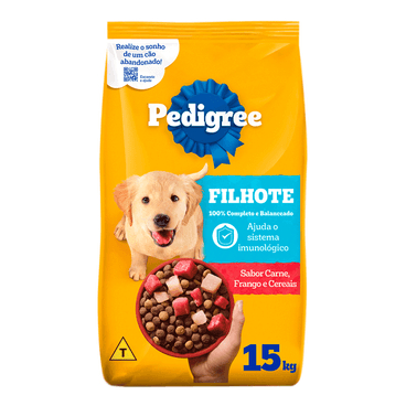 PEDIGREE Ração Cães Filhotes Raças Médias e Grandes Carne Frango e Cereais 15 kg