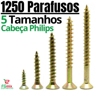 Parafuso Madeira Philips 1250 Kit Parafusos Philips para Móveis Móveis Palet em Oferta na Shopee