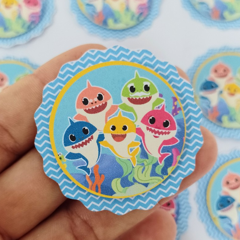 Kit Aplique 3D para Tubete - baby shark - Personalizado - Lembrancinha Aniversário Infantil/ Decoração de mesa
