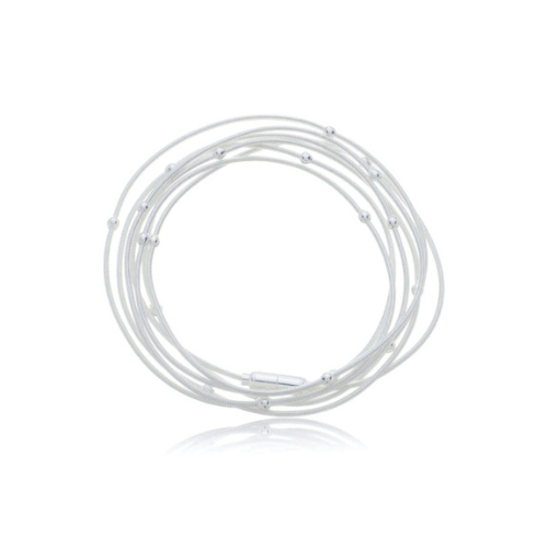 Pulseira Corda de Violão com Bolinhas Banhado a Prata (SEMIJOIA) em Oferta na Shopee