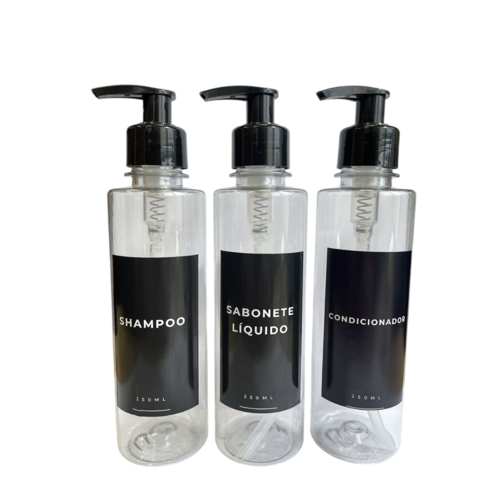 Kit de Viagem 250ml Organizador de Banheiro Lavabo Sabonete Líquido Shampoo Condicionador DECORAÇÃO