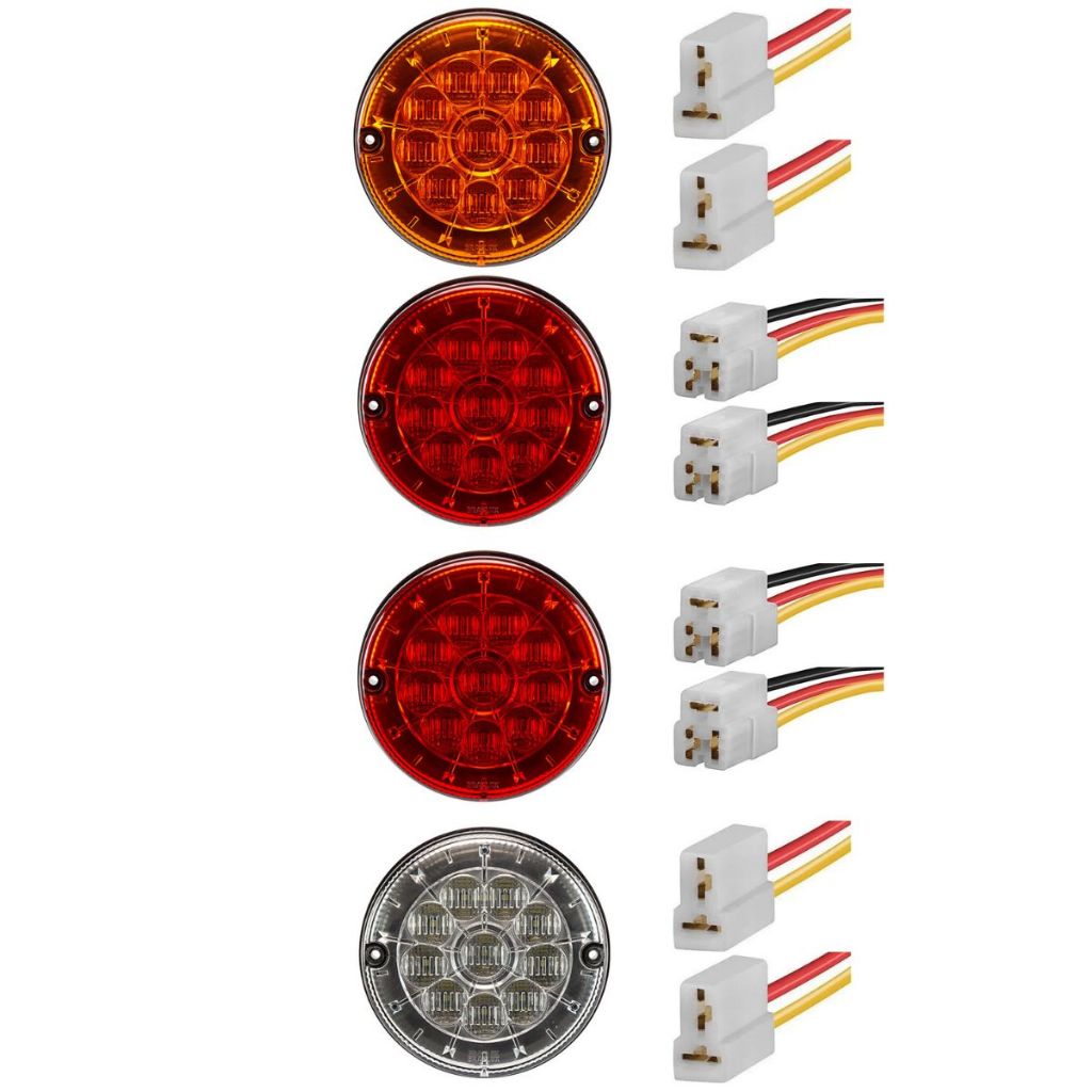 Kit 4 Lanterna Traseira Onibus Caminhão Carreta Randon Led 125MM 24VTS C/Chicote
