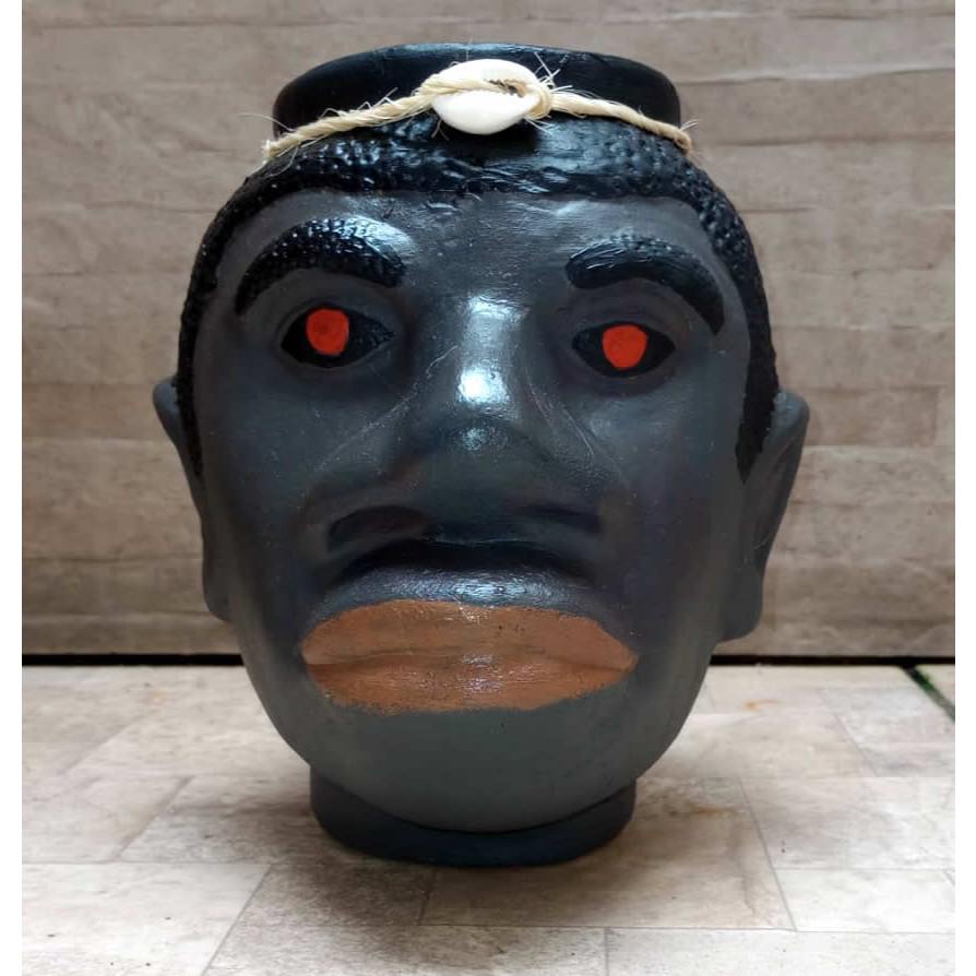 Cabeça de Exu Bará vulto de Esu Grande vaso pote de barro igba imagem eleguá candonblé umbanda