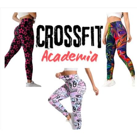Conjunto 03 Calça Legging Academia Fitness Suplex Cintura Alta Fitness Estampada Zero Transparência