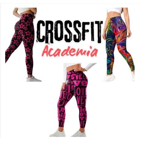 Conjunto 03 Calça Legging Academia Fitness Suplex Cintura Alta Fitness Estampada