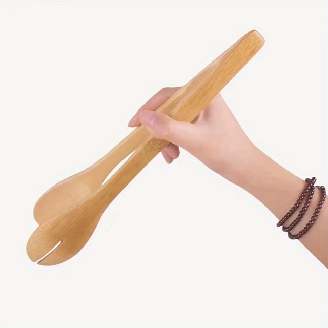 Pegador de Bambu 30cm Cozinha Pinça Utensílio Multiuso Natural Sustentável