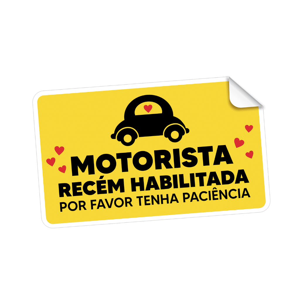 Adesivo aviso Motorista Recém Habilitada Tenha Paciência Para Carro Fusca