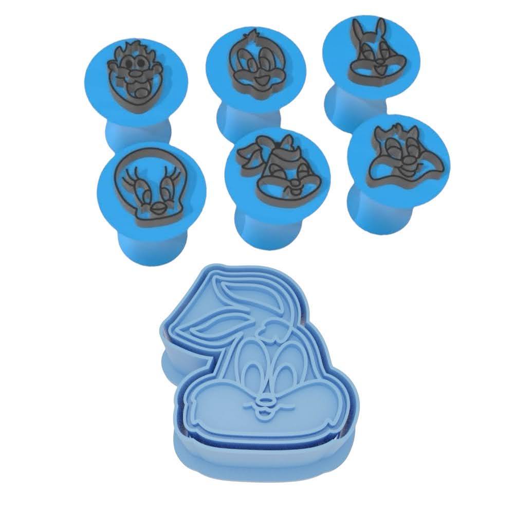 Kit 6 Carimbo + Ejetor Marcador Brigadeiro Baby Looney Tunes Desenho