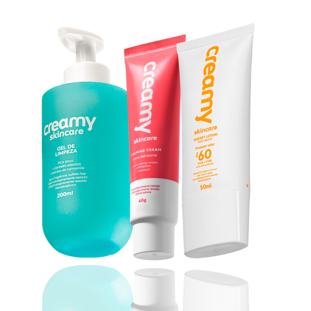Kit Pele Oleosa Rotina Básica Creamy Skincare Antiacne