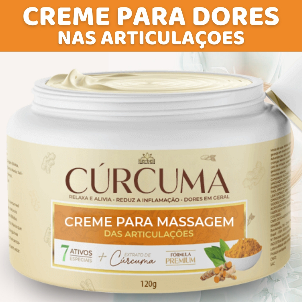 Creme Cúrcuma Original para AUXILIAR no Alivio das Dores das Articulações Musculares Costas Lomba - ENVIO IMEDIATO em Oferta na Shopee