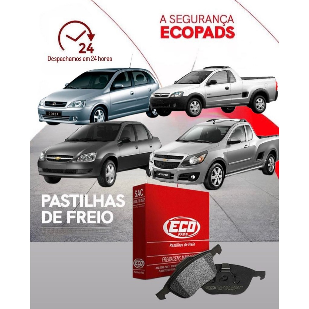 Pastilha de freio Dianteira Chevrolet Corsa Hatch /Sedan 1.0 1.4 1.8 / Chevrolet Montana 1.4 1.8