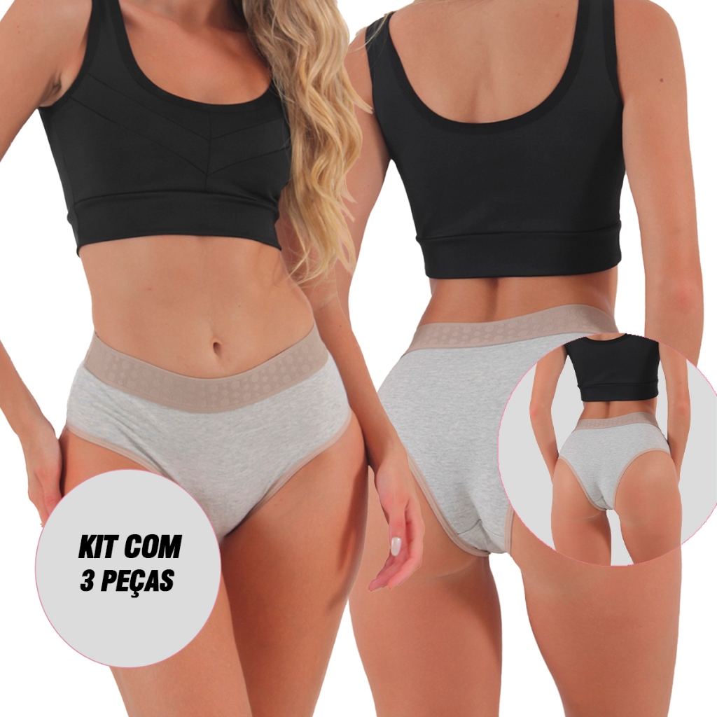 Kit 3 Calcinhas de Algodão Penteado Caribe Lingerie Tangão de Algodão em Oferta na Shopee
