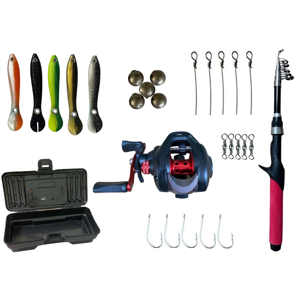 Kit Pesca Iniciante Carretilha com Vara Telescóp e Maleta