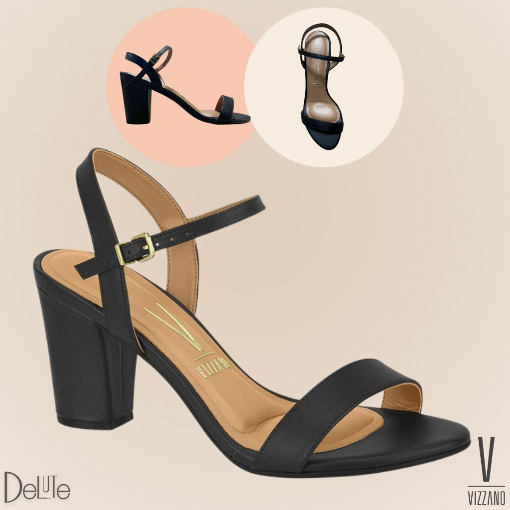Sandália Feminina Vizzano Salto Médio Bloco Charme, Estilo e Estabilidade Conforto Diário - Women Shoes