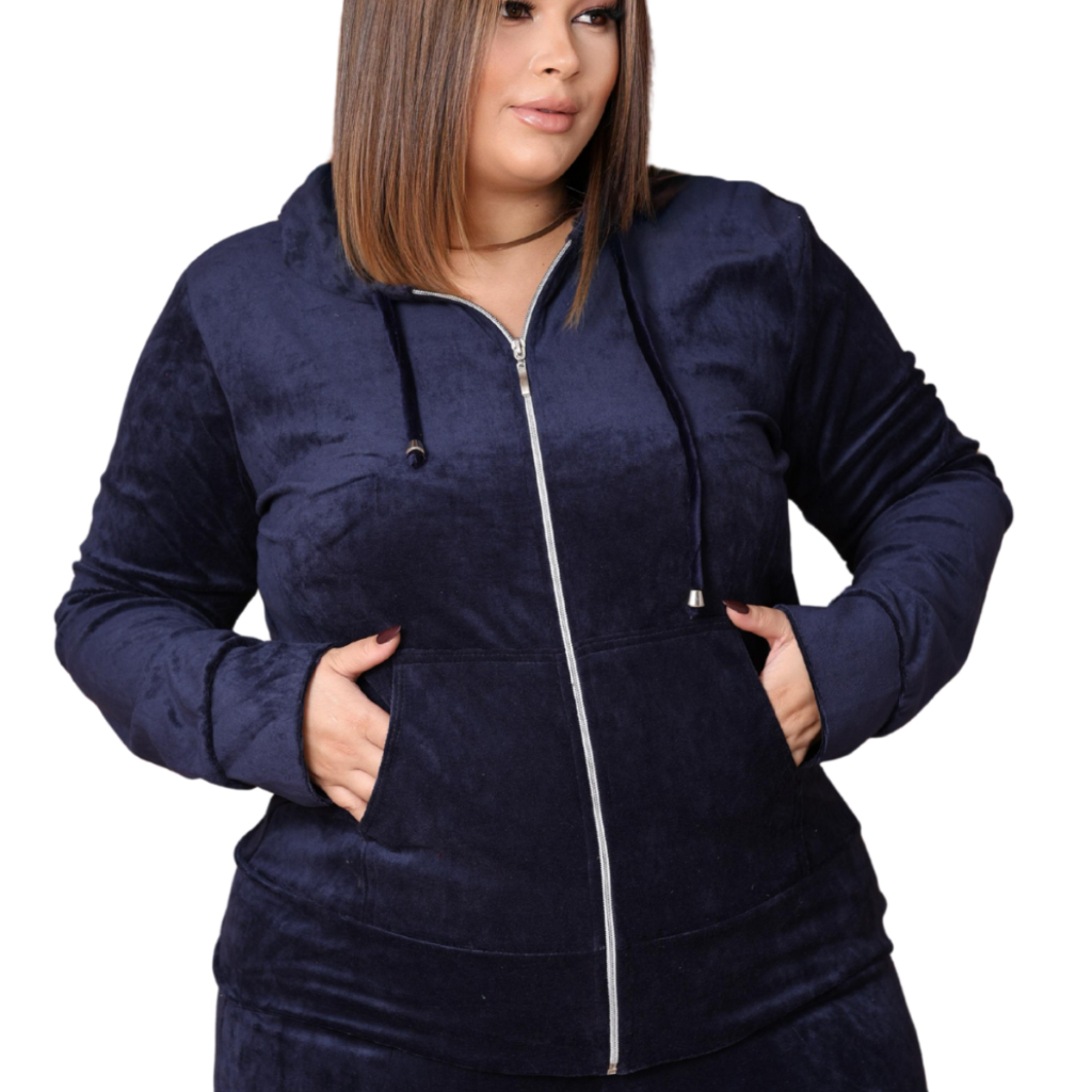 Blusa de Frio com Capuz Zíper Bolso Veludo Plush Outono Inverno em Oferta na Shopee