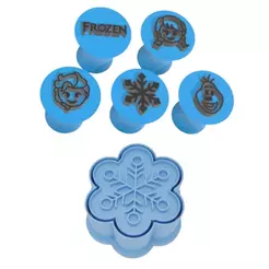 Kit 5 Carimbo + Ejetor Marcador Brigadeiro Frozen Elza Gelo Olaf Desenho