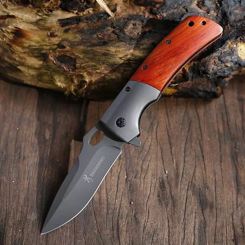 Canivete Estilo Semi Automatico 22cm C/ Trava De Segurança, Saque Rápido Cabo de Madeira