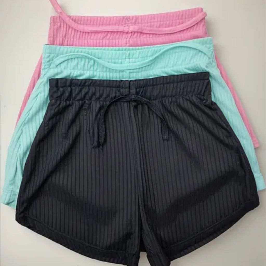 Kit 2 Shorts Infantil Menina Feminino Malha Canelada Praia Piscina Clube em Oferta na Shopee