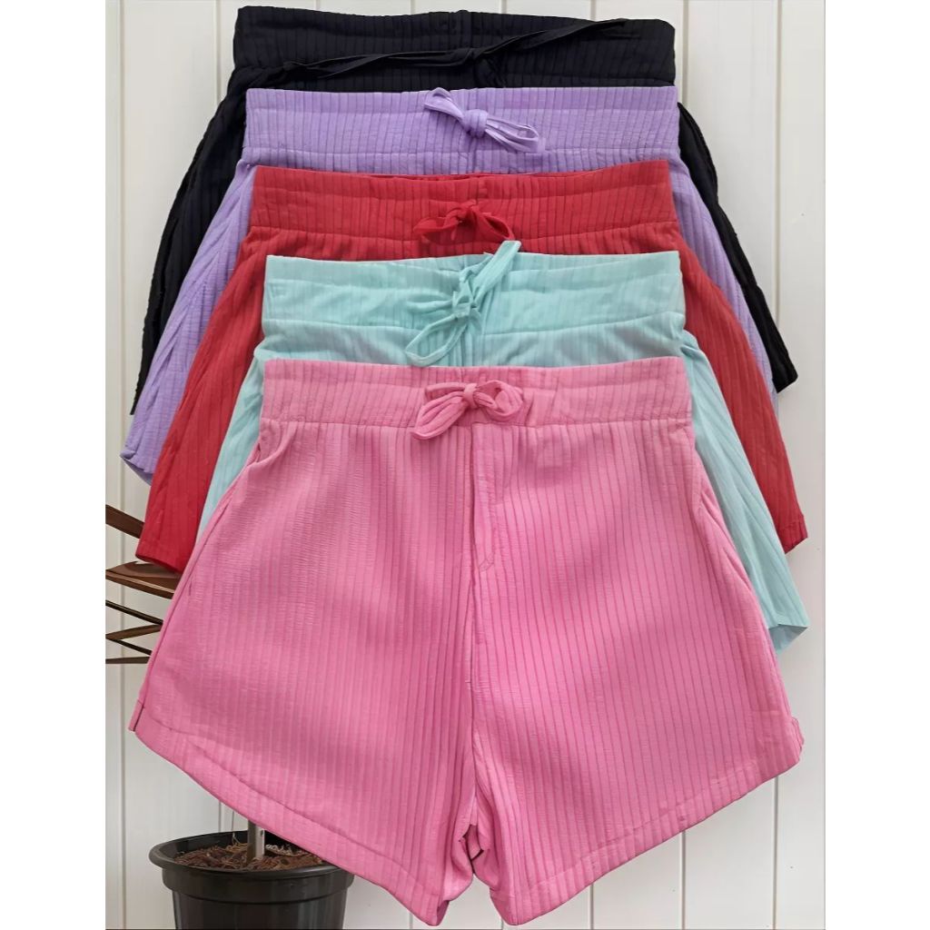 Kit 5 Shorts Infantil Menina Malha Canelada Para Piscina Parque e Clube em Oferta na Shopee